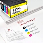 123CONSOMMABLES - 953XL - Pack de 4 Cartouches d'encre compatibles avec HP Officejet Pro 8715 8710  HP Officejet Pro 7720 7740 8730 8720 8725 8210