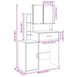 vidaXL Coiffeuse avec armoire chêne fumé 80x35x132 cm
