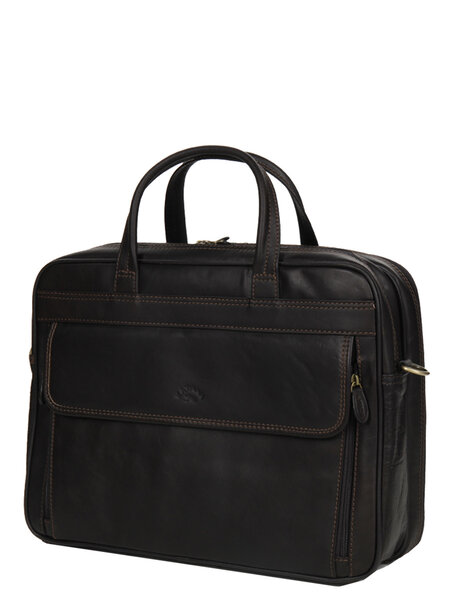 Sacoche ordinateur Premium en cuir - 13 pouces - KATANA - L40.0 x H30.0 x P13.0 cm - 31023-Chocolat