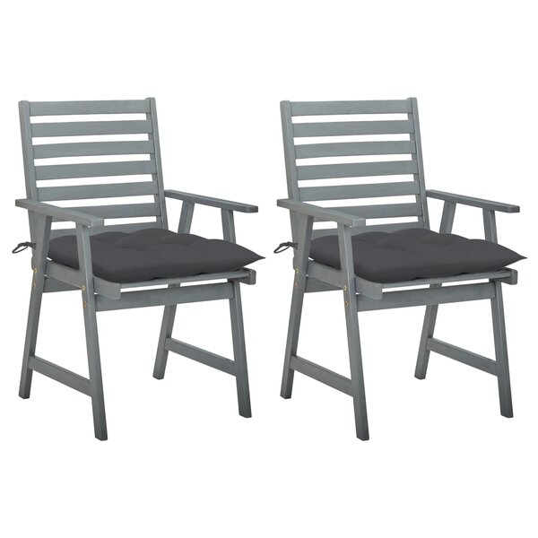vidaXL Chaises à manger d'extérieur lot de 2 et coussins Acacia massif