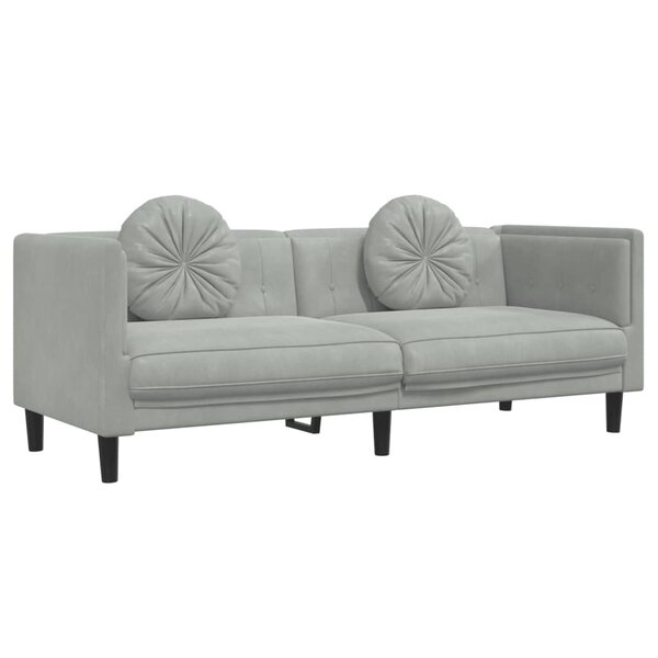 vidaXL Canapé avec coussins 3 places gris clair velours
