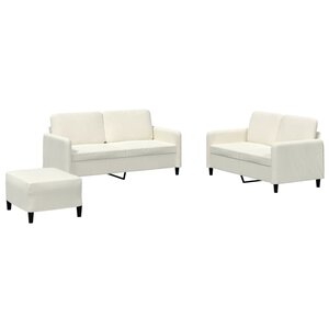 vidaXL Ensemble de canapés 3 Pièces crème velours