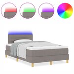 vidaXL Lit à ressorts avec matelas et LED taupe 120x200 cm tissu