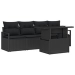 Ensemble de canapé de jardin 5 pièces avec coussins en poly rotin noir vidaXL