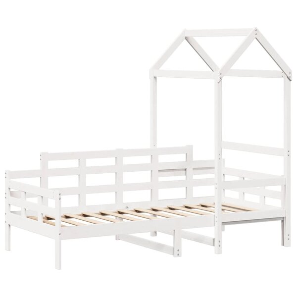 vidaXL Lit de jour avec toit blanc 80x200 cm bois de pin massif