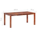 vidaXL Table à manger 180x90x76 cm Bois massif