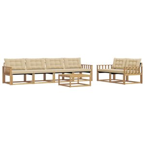 vidaXL Ensemble de canapés d'extérieur 7 Pièces Blanc et Beige