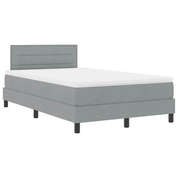 vidaXL Lit à ressorts avec matelas Gris clair 120 x 190 cm tissu