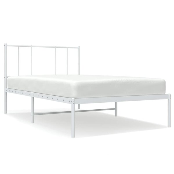 vidaXL Cadre de lit métal sans matelas avec tête de lit blanc 90x190cm