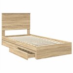 vidaXL Lit de Rangement Chêne Sonoma 100 x 200 cm Bois d'ingénierie