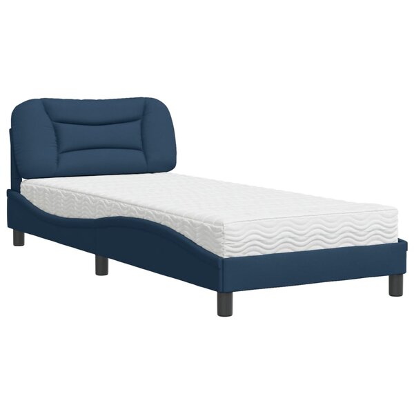 vidaXL Lit avec matelas Hvar bleu 90x190 cm tissu