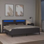 vidaXL Cadre de lit avec bandes LED Gris 200 x 200 cm Simili cuir