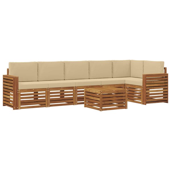 vidaXL Ensemble de canapé d'angle avec coussin 7 Pièces Naturel et Beige