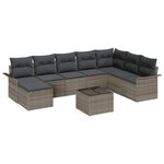 vidaXL Ensemble de canapé de jardin avec coussin 9 Pièces Gris Poly rotin