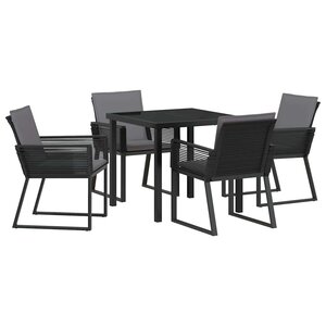 vidaXL Ensemble de salle à manger pour jardin 5 Pièces Noir