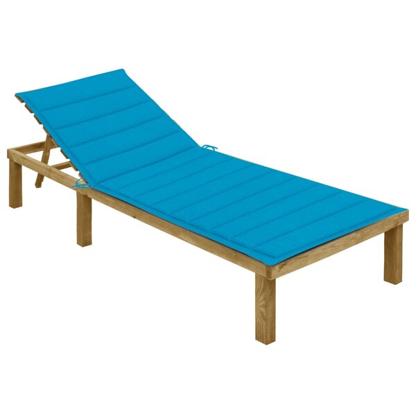 vidaXL Chaise longue avec coussin bleu Bois de pin imprégné