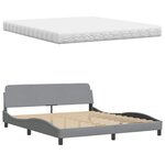 vidaXL Lit avec matelas gris clair 180x200 cm tissu