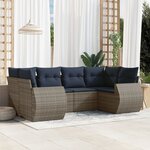 vidaXL Salon de jardin 6 Pièces avec coussins gris résine tressée
