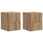 vidaXL Cabinet de chevet mural 2 Pièces Chêne artisanal 34 5 x 33 x 40 cm