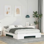vidaXL Cadre de lit surélevé avec stockage Blanc Bois massif en pin