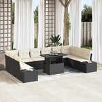 vidaXL Ensemble de canapé de jardin 11 Pièces Noir Poly rotin