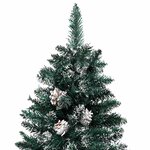 vidaXL Sapin de Noël mince pré-éclairé et boules vert 210 cm