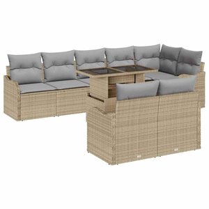 vidaXL Ensemble de canapé de jardin 9 Pièces Beige Poly rotin