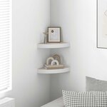 vidaXL Étagères d'angle murales 2 Pièces Chêne et blanc 25x25x3 8 cm MDF