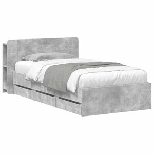 vidaXL Cadre de lit avec rangement Gris béton 75 x 190 cm