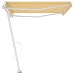 vidaXL Auvent manuel rétractable sur pied 400x350 cm Jaune/Blanc