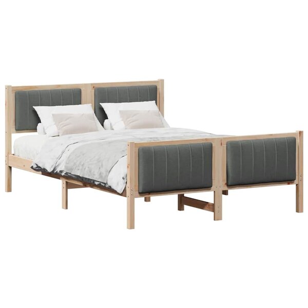 vidaXL Cadre de lit avec tête de lit marron et gris foncé 140 x 200 cm