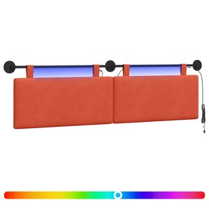 vidaXL Tête de lit suspendue Rouge orange Tissu en velours côtelé
