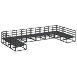 vidaXL Ensemble de canapé de jardin avec coussin 10 Pièces Noir Aluminium