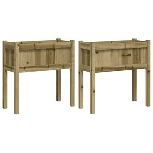 vidaXL Jardinières 2 Pièces avec pieds bois de pin imprégné