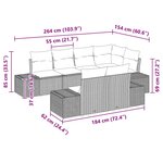 Set de Canapés de Jardin vidaXL 7 Pièces avec Coussins Noir Rattan Composite Acacia