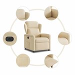 vidaXL Fauteuil inclinable électrique Crème Tissu