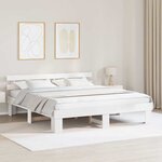 vidaXL Cadre de lit Blanc 200 x 200 cm Bois de pin massif