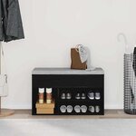 vidaXL Banc à chaussures Chêne noir 80 x 30 x 45 cm Bois d'ingénierie