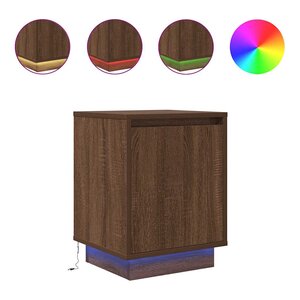 VidaXL Table de chevet avec lumières LED chêne marron 38x34x50 cm
