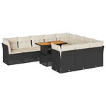 vidaXL Salon de jardin 11 Pièces avec coussins noir résine tressée