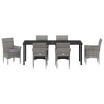 vidaXL Ensemble de salle à manger pour jardin 7 Pièces Gris Poly rotin