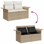 vidaXL Ensemble de canapé de jardin 4 Pièces Beige Poly rotin