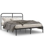 vidaXL Cadre de lit métal sans matelas avec tête de lit noir 150x200cm