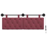 vidaXL Tête de lit suspendue Avec lumière LED Bordeaux Tissu