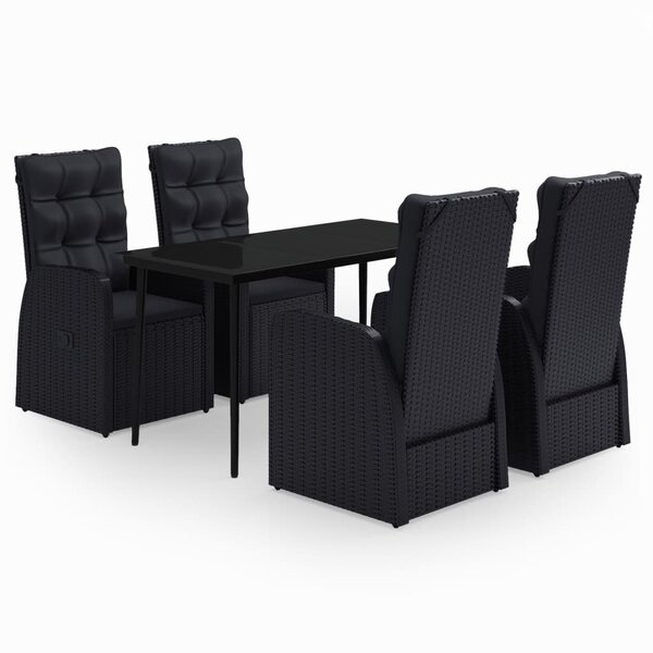 vidaXL Ensemble à manger de jardin avec coussins 5 Pièces Noir