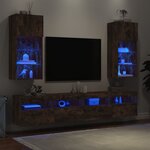 vidaXL Meubles TV avec lumières LED 2 Pièces chêne fumé 40 5x30x90 cm