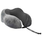 vidaXL Oreiller de Voyage pour le Cou Gris 27 x 26 x 14 cm Velours