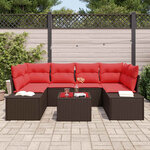 vidaXL Ensemble de canapé de jardin 7 Pièces Marron polyrotin