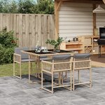 vidaXL Ensemble à manger de jardin coussins 5 Pièces mélange beige rotin