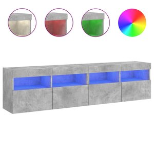 vidaXL Meubles TV muraux et lumières LED 2Pièces gris béton 80x30x40 cm